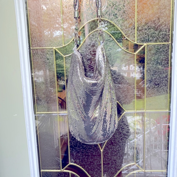 Whiting and Davis silver mesh hobo bag with a braided mesh strap - Picture 1 of 1